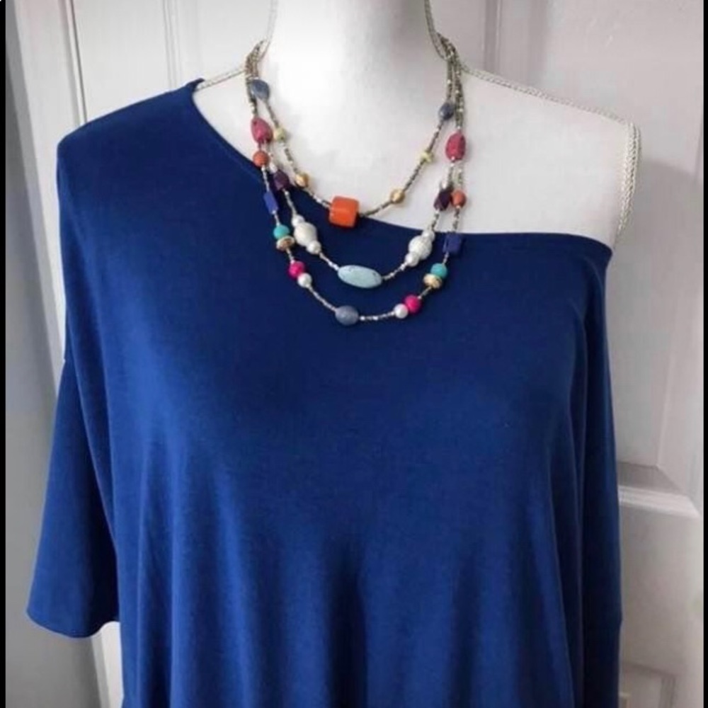 Zenana Women's Sapphire Blue Drop Shoulder Dress Size Large New